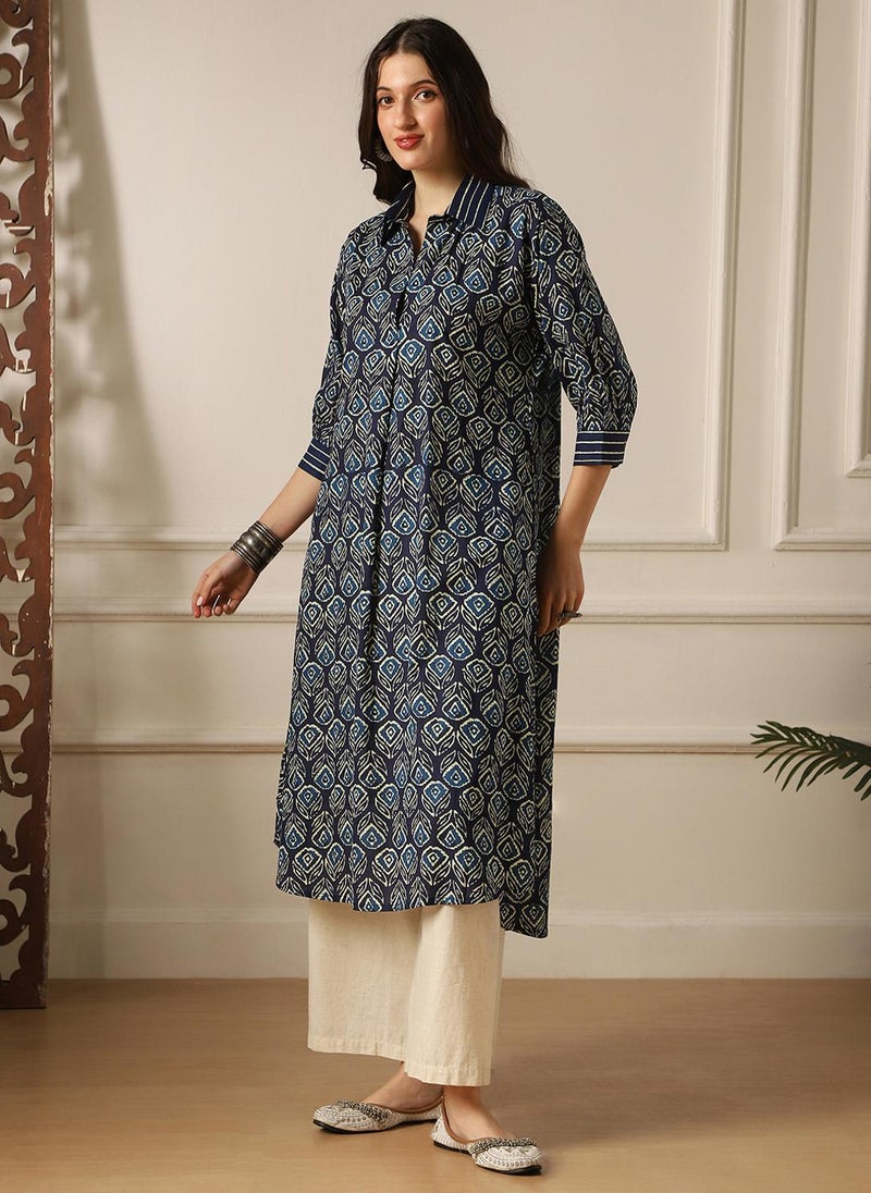 جلو باص جلوبس قميص كورتا نسائي بياقة مدورة وطبعات زهور عرقية بأسلوب - - Image 3